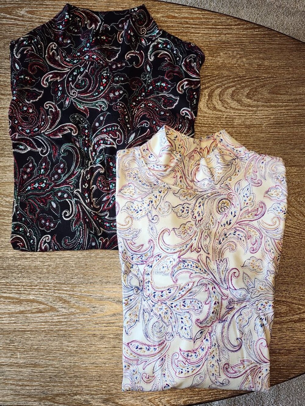 Lands' End Paisley Mock Turtleneck Bundle, Size L/T (14-16)